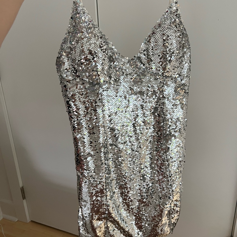 Princess Polly Silver Sequin Dress